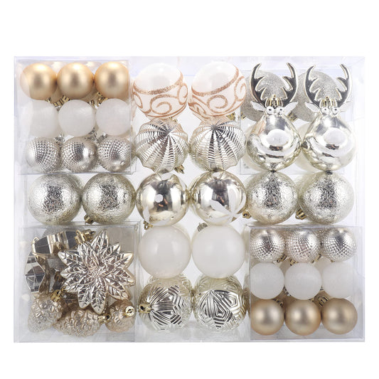 100-Pack Various Shatterproof Christmas Balls, Christmas Decorative Ball Ornaments for Xmas Tree- Champagne Gold